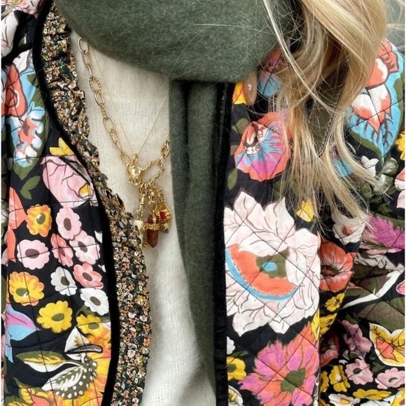 COPY - #27 Sherpa lined floral flower ruffled oversized bohemian coat boho mult… - Picture 2 of 8